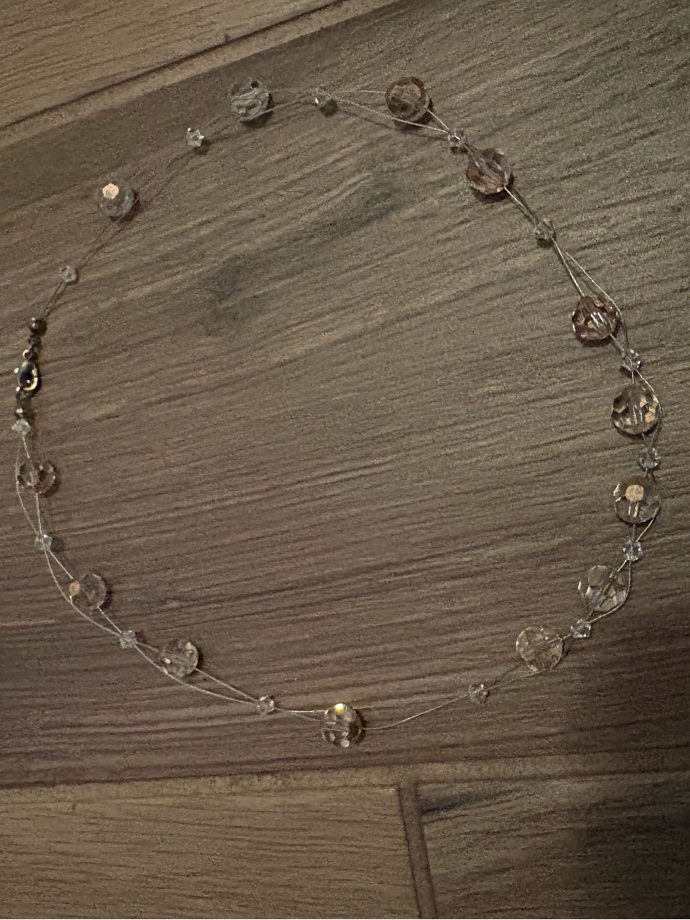 Delicate Clear Crystal Bead Multi-Strand Necklace